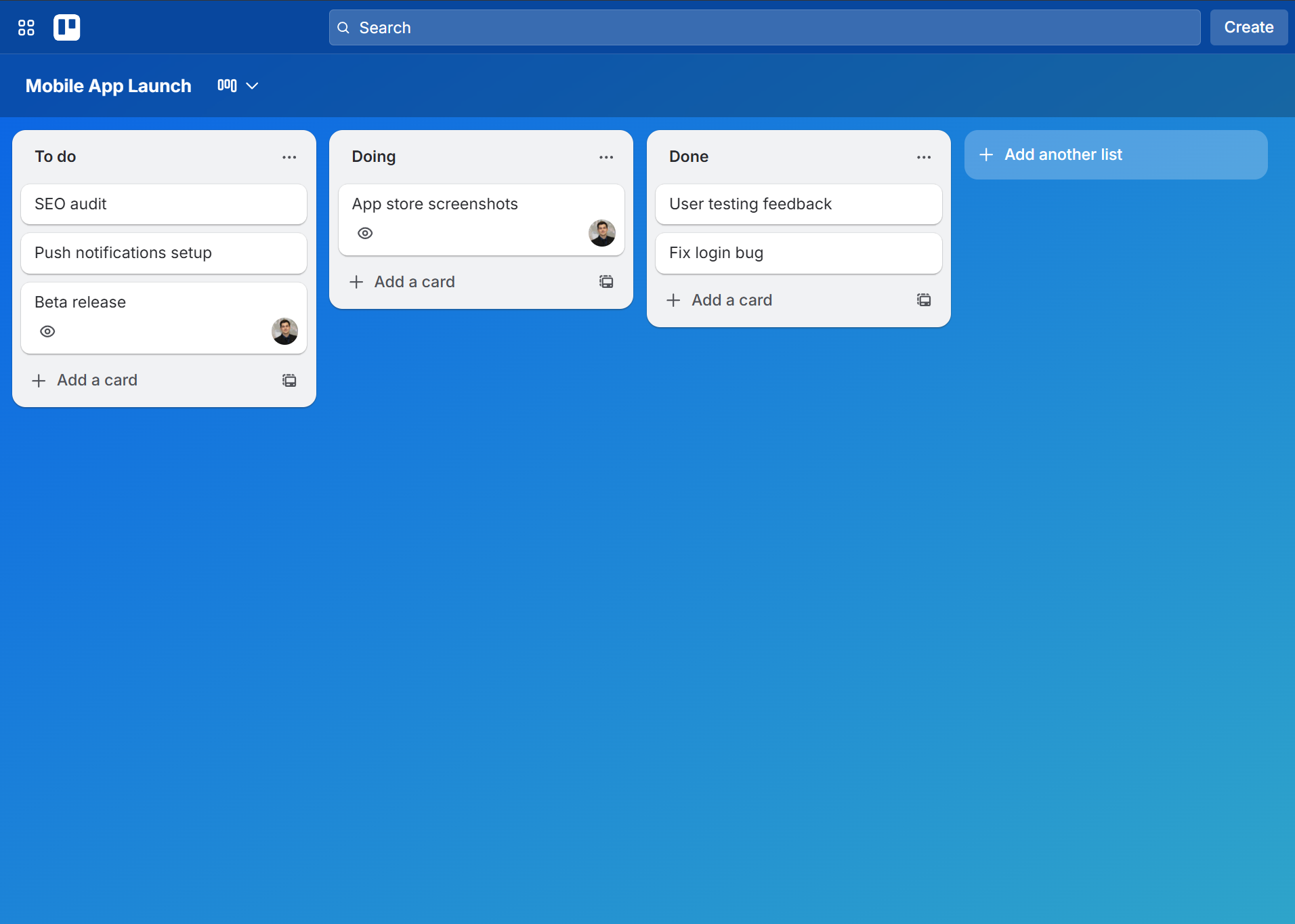 Plain board background to use as a placeholder for Trello card screenshots